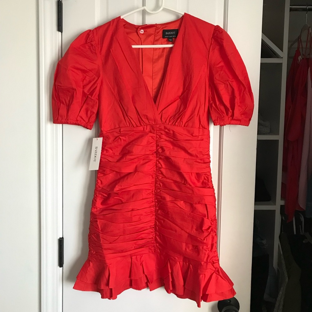 Red Bardot mini dress!